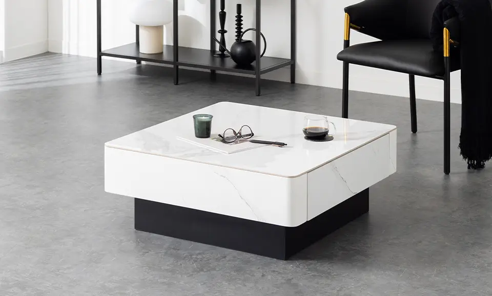 幅105cm ローテーブル 大理石柄 KIM-ORVSQLT