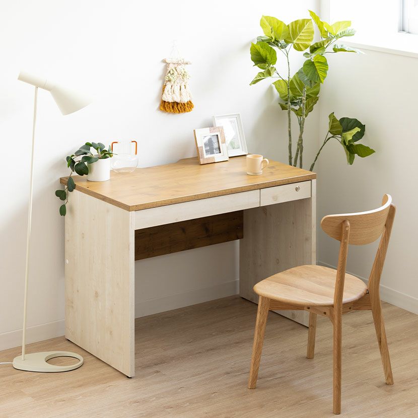 幅100cm 木製 ワークデスク おしゃれ ぺスパ2.0 古木調 引出し付き