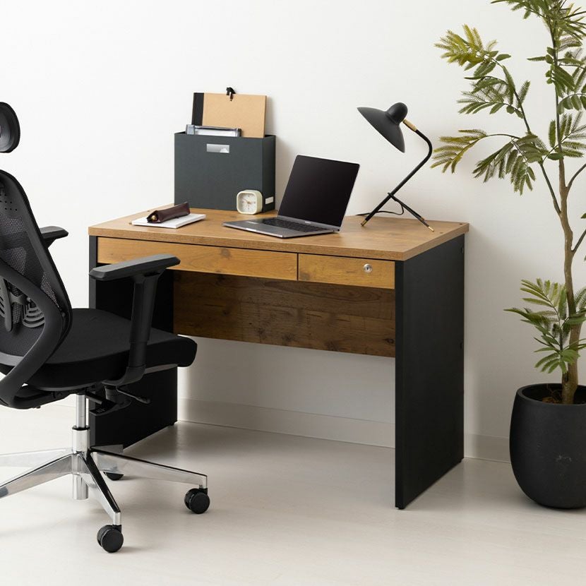 幅100cm 木製 ワークデスク おしゃれ ぺスパ2.0 古木調 引出し付き