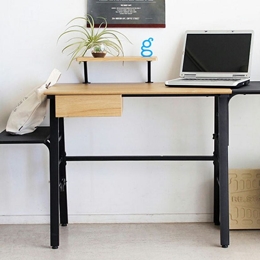 幅139cm 可変式デスク DAY デイ 木目調 スチール 引き出し付き 可動棚