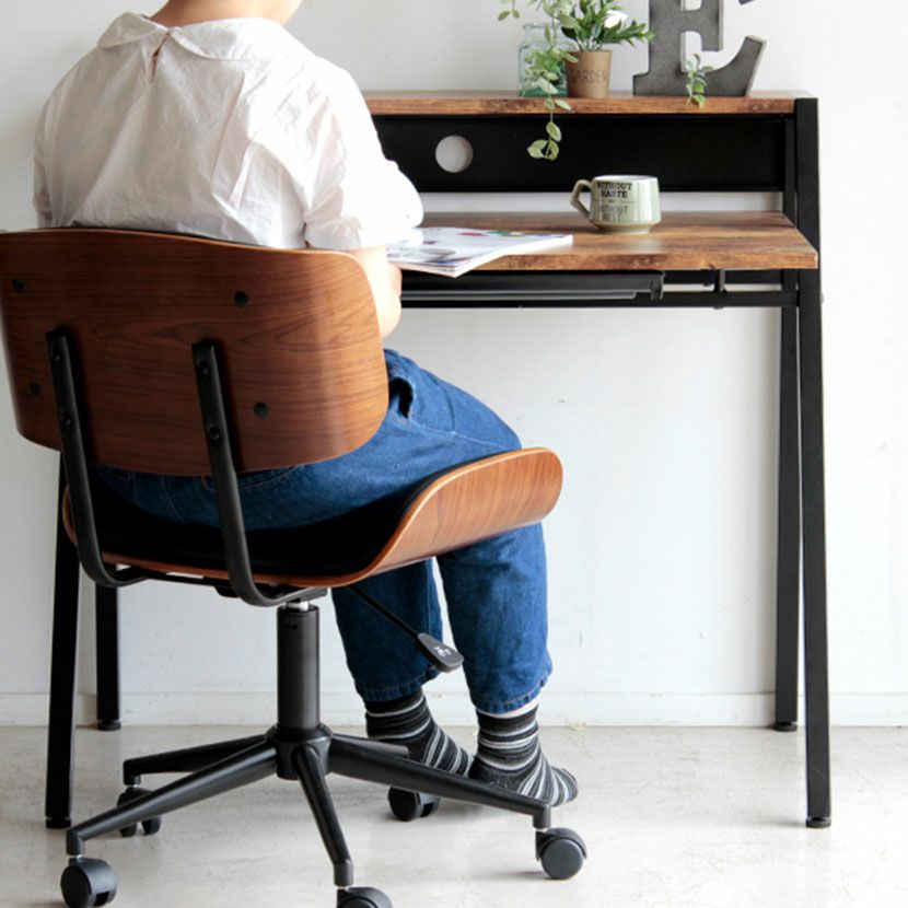回転チェア ワークチェア グラム 木製 曲木 合皮 キャスター付き 昇降