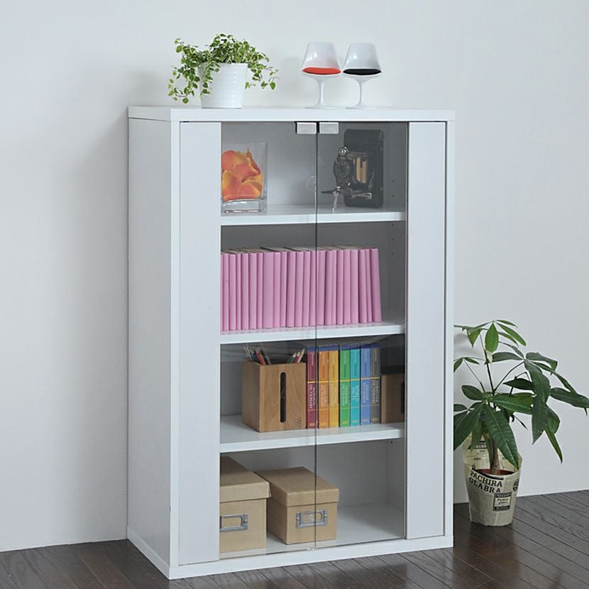 幅60cm ガラスキャビネット 6BOX リビングキャビネット 木製