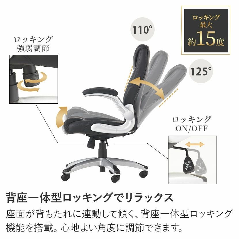 ハイバック オフィスチェア レクアス 肘付き 椅子 可動肘 パソコン