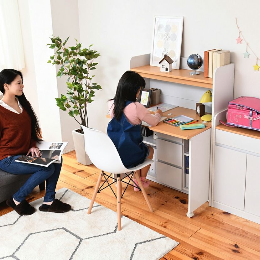 ライティングデスク 木製机 在宅勤務 折り畳み式天板 幅900×奥行605×高