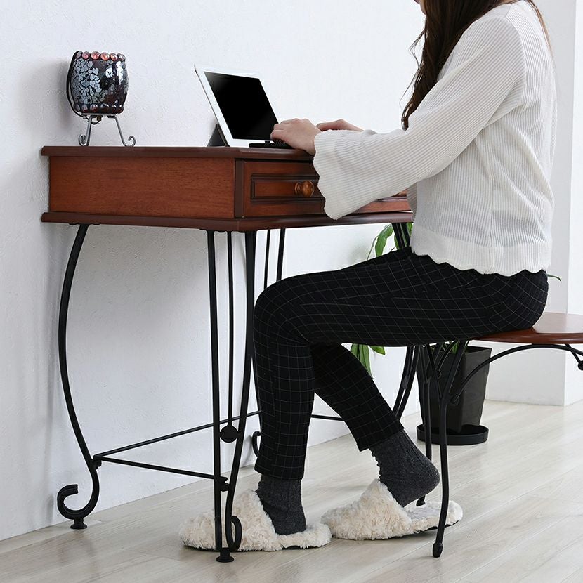 ミニデスク 引き出し付き 幅765×奥行470×高さ700mm ヨーロッパ風家具