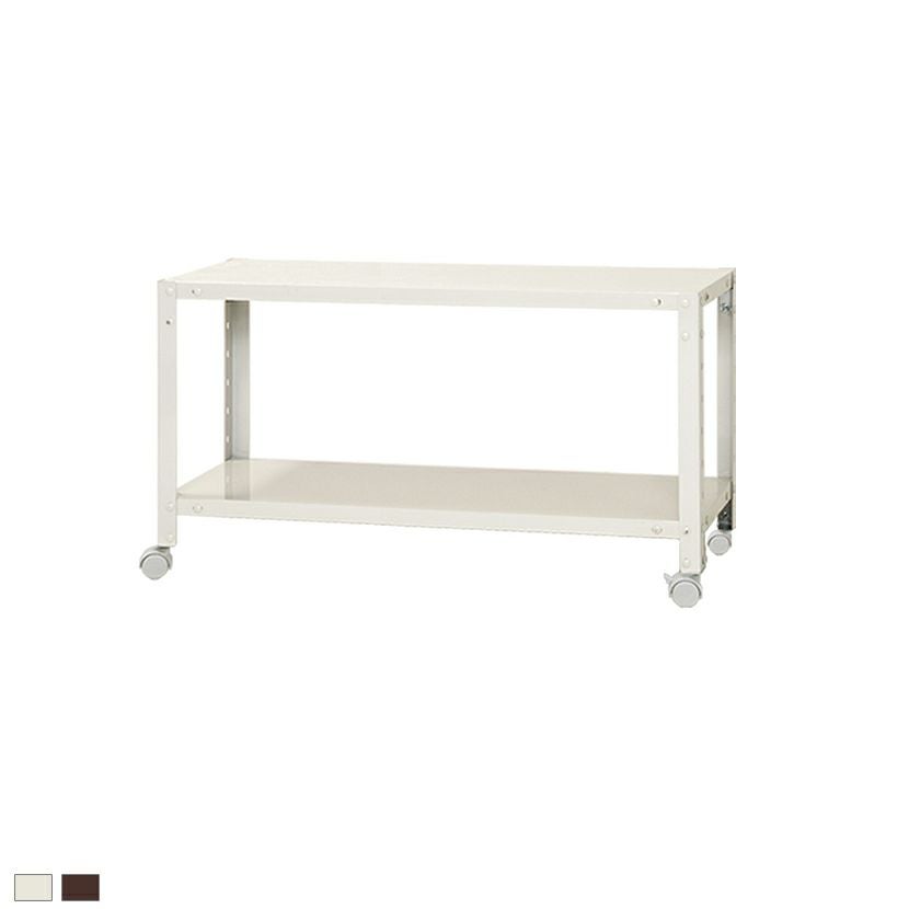 2段スチールラック シルバーとホワイト 本体スチールラック スリムラック 2段 キャスター付き &frasl;幅900×奥行