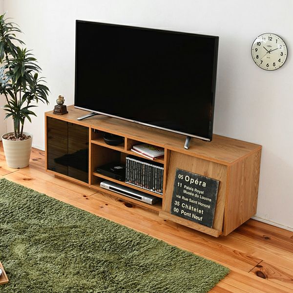 テレビ台 ガラス板 テーブル ブラック 収納付き lushroom テレビボード ブラックガラス ウォールナット ブラックオーク