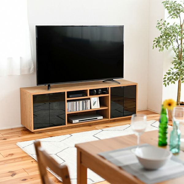 テレビ台 リビングボード ハイタイプ ガラス扉×ガラス扉 配線収納 幅