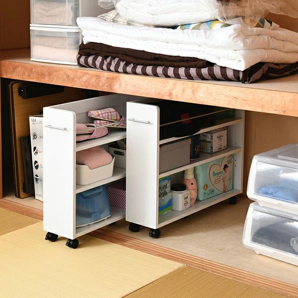 クローゼット ラック 2個  SGT-0130 19.5cm-78.5cm DB 押入れ用ラック 幅19.5×奥行78.5cm 2個組 SGT-0130 - 家具・インテリア