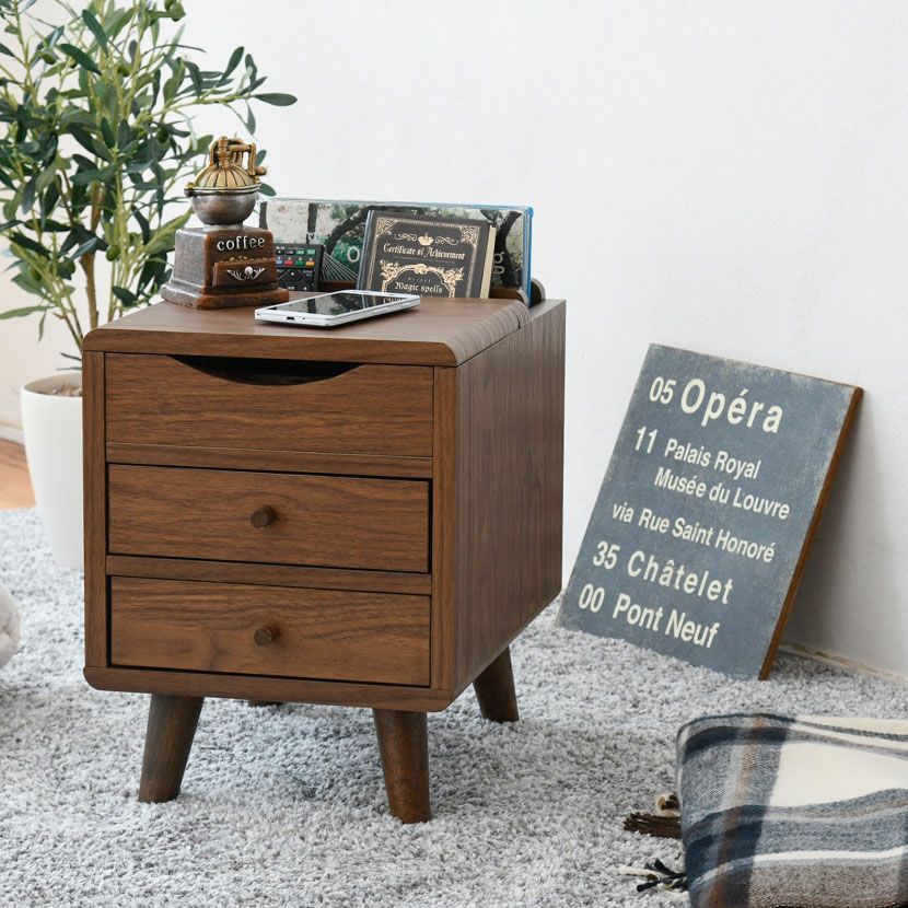 幅45cm 3段 チェスト BREEZE 木製 無垢 チーク ラタン キャビネット