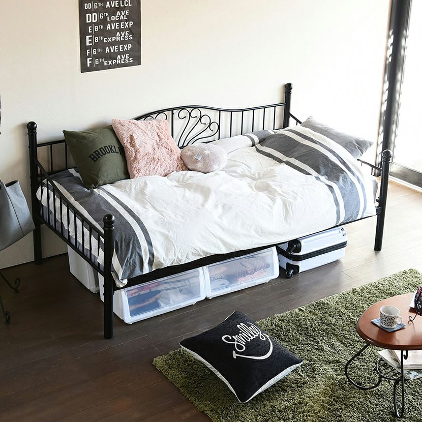 幅104.5cm ロートアイアン デイベッド シングル ベッド フレーム