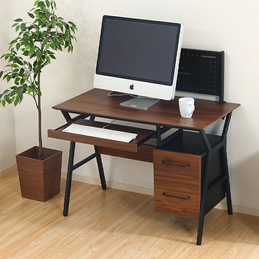 幅110cm 木製 ワークデスク レアル 収納付き デスク 引き出し付き