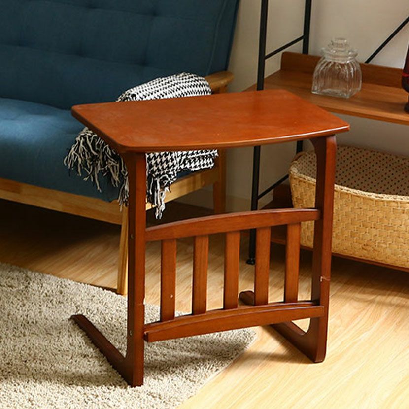 幅40cm サイドテーブル トムテ マガジンラック付き コの字型 天然木