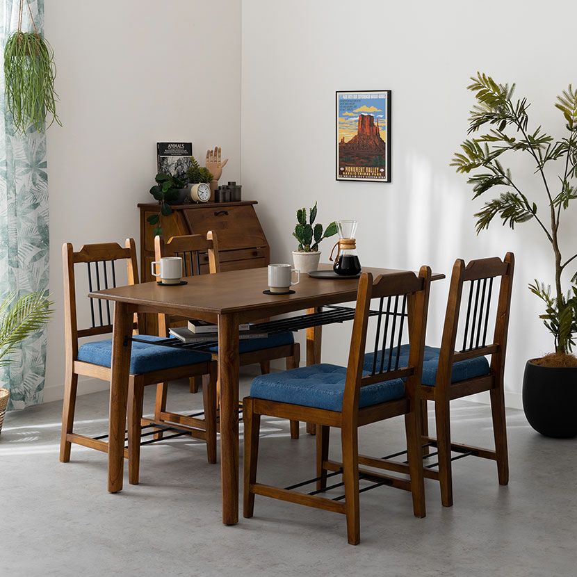 木製 ダイニングチェア アンティーク風 布張り 棚付き 肘なし 黒