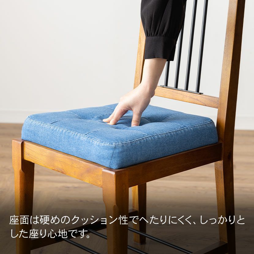 木製 ダイニングチェア アンティーク風 布張り 棚付き 肘なし 黒