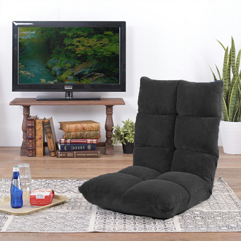 もこもこリクライナー 座椅子 リクライニング 14段階 フルフラット