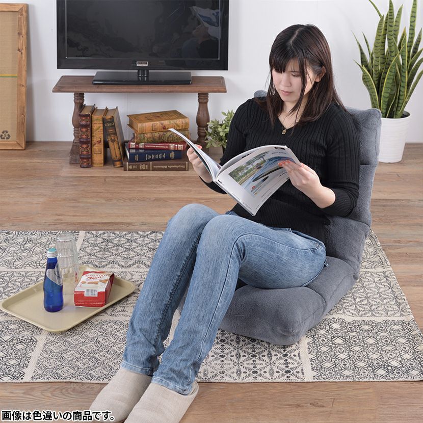もこもこリクライナー 座椅子 リクライニング 14段階 フルフラット