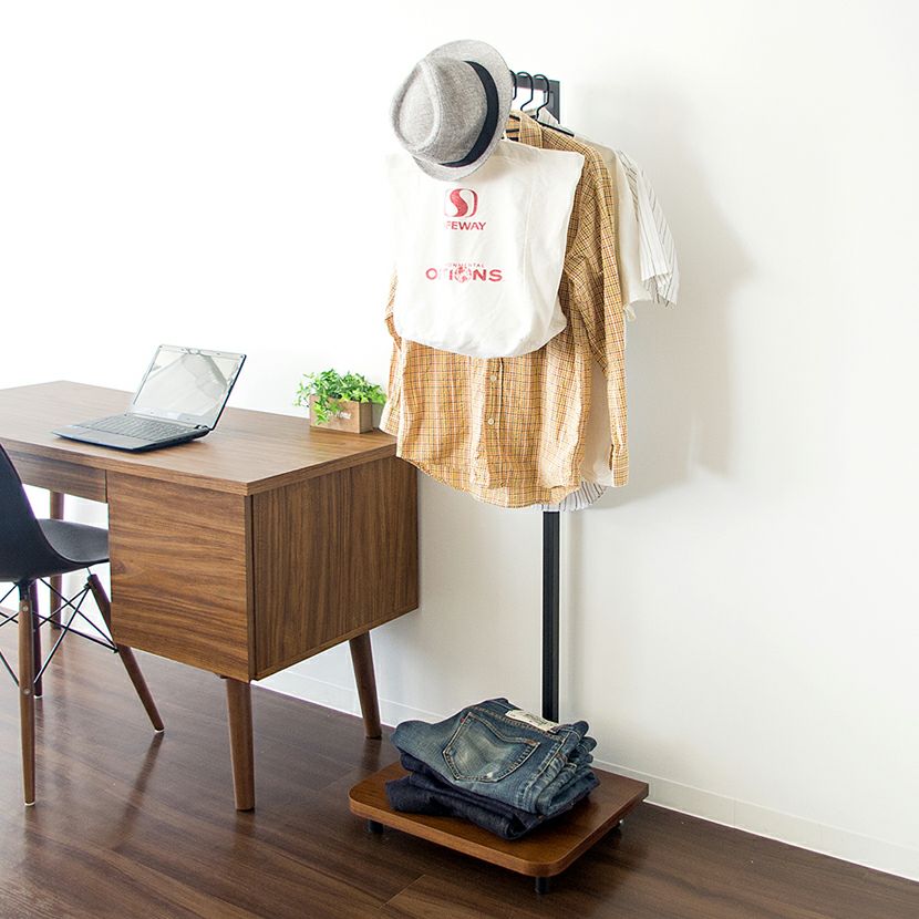 幅45cm スリムハンガーラック TORRE キャスター付き 棚付き 収納 洋服