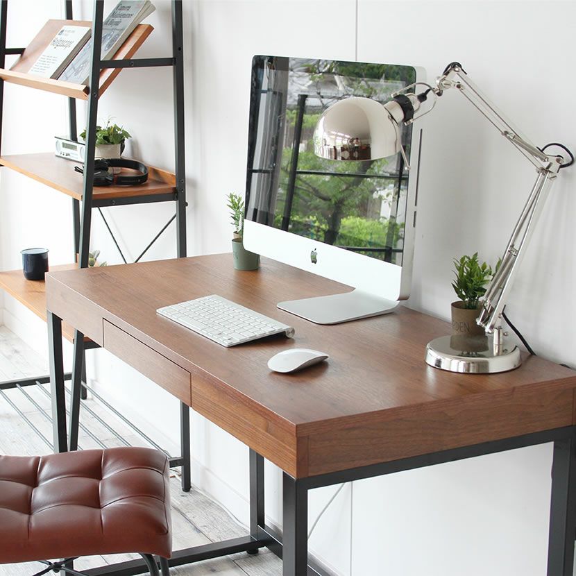 幅110cm Walnut Desk パソコンデスク 引出し付き アジャスター付き 机
