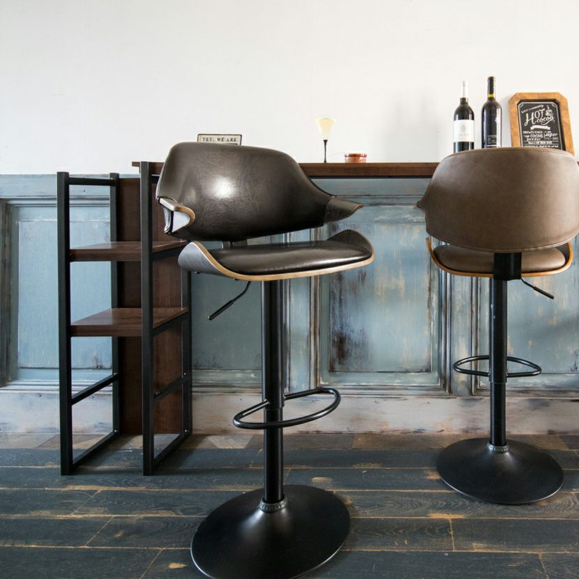 バースツール 背もたれ付 足置き付 昇降式 360度回転 カウンターチェア