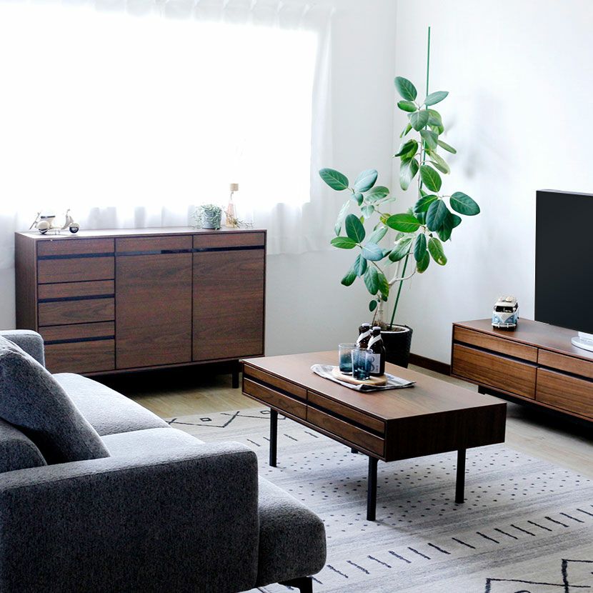 設置無料】幅120cm 木製 サイドボード 扉付き 引出し付き 可動棚 収納