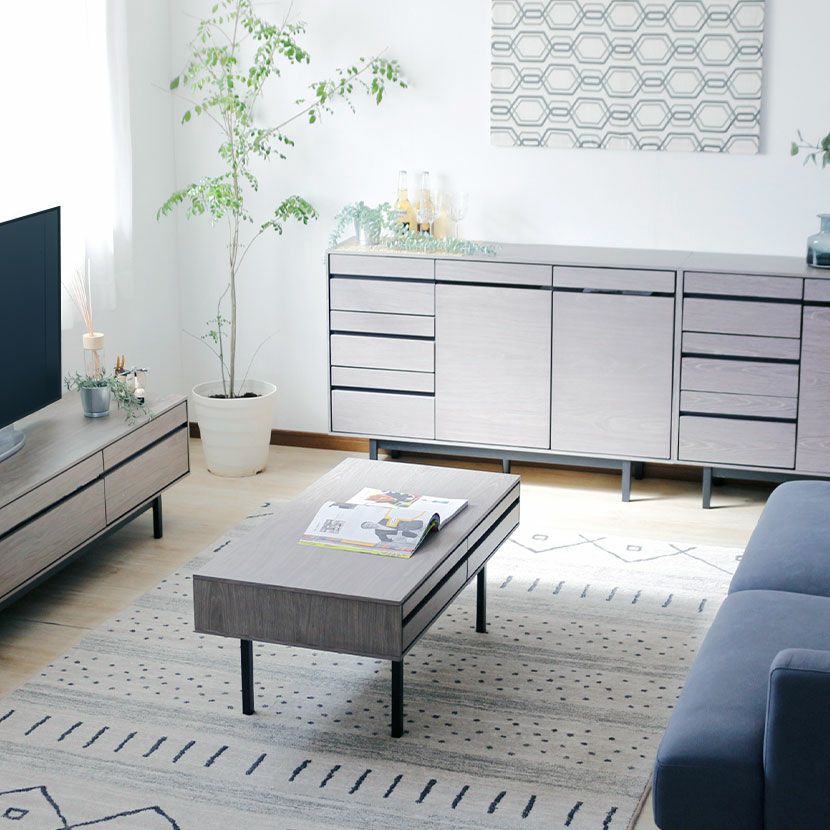 幅100cm 木製 センターテーブル 引出し付き 天然木 コーヒーテーブル