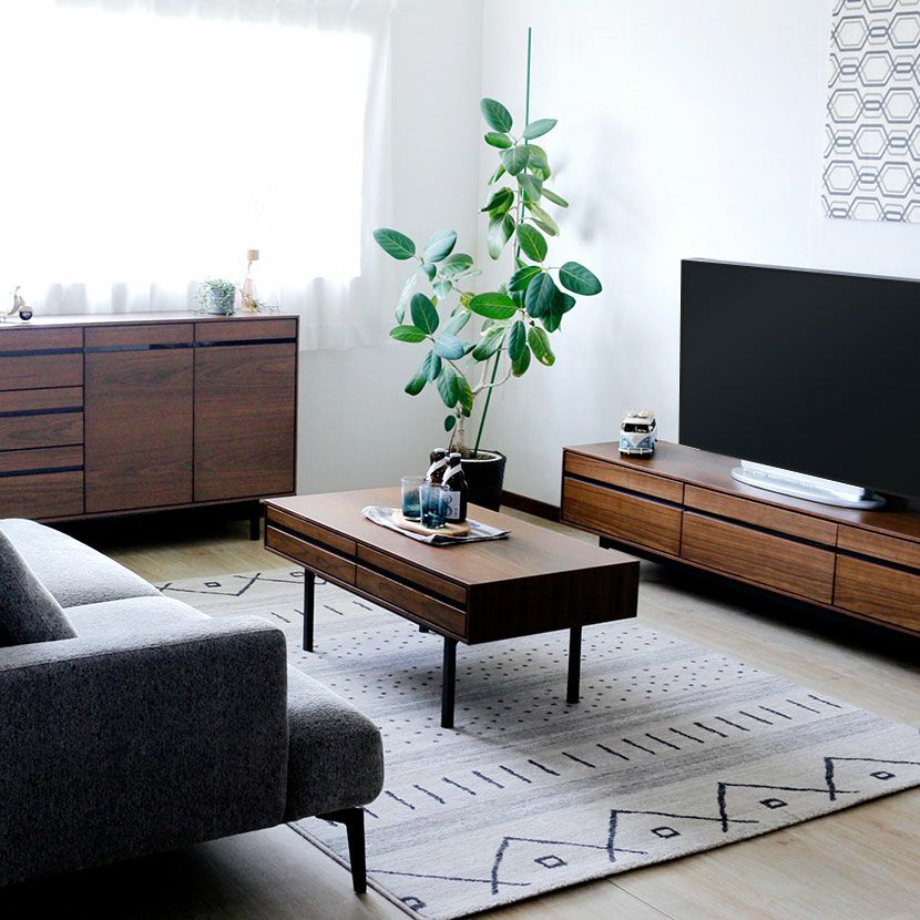 幅100cm 木製 センターテーブル 引出し付き 天然木 コーヒーテーブル