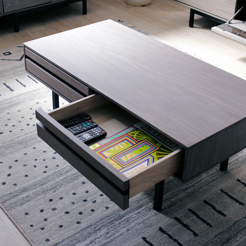 幅100cm 木製 センターテーブル 引出し付き 天然木 コーヒーテーブル