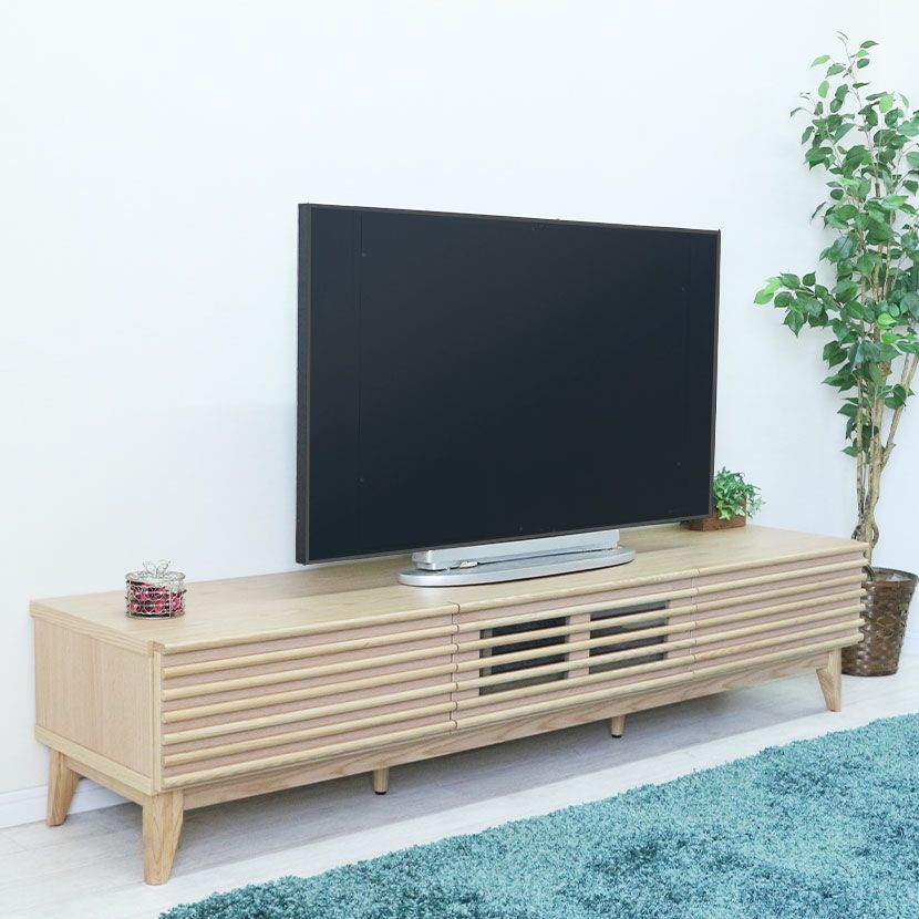 幅180cm 木製 テレビボード ～70型以上 天然木 アッシュ材 引出し付き