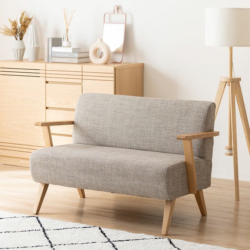 幅110cm 2人掛け ダイニングソファ 小さめ 日本製 2P コンパクトソファ