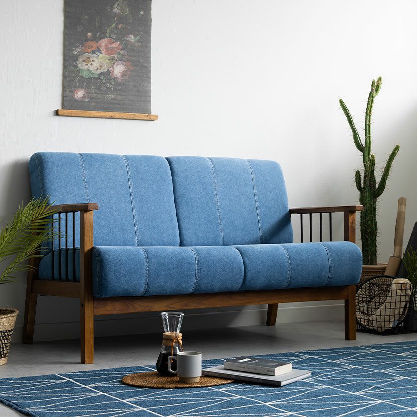 設置無料】幅167cm 浜本工芸 2人掛けリビングソファ 日本製 天然木 肘