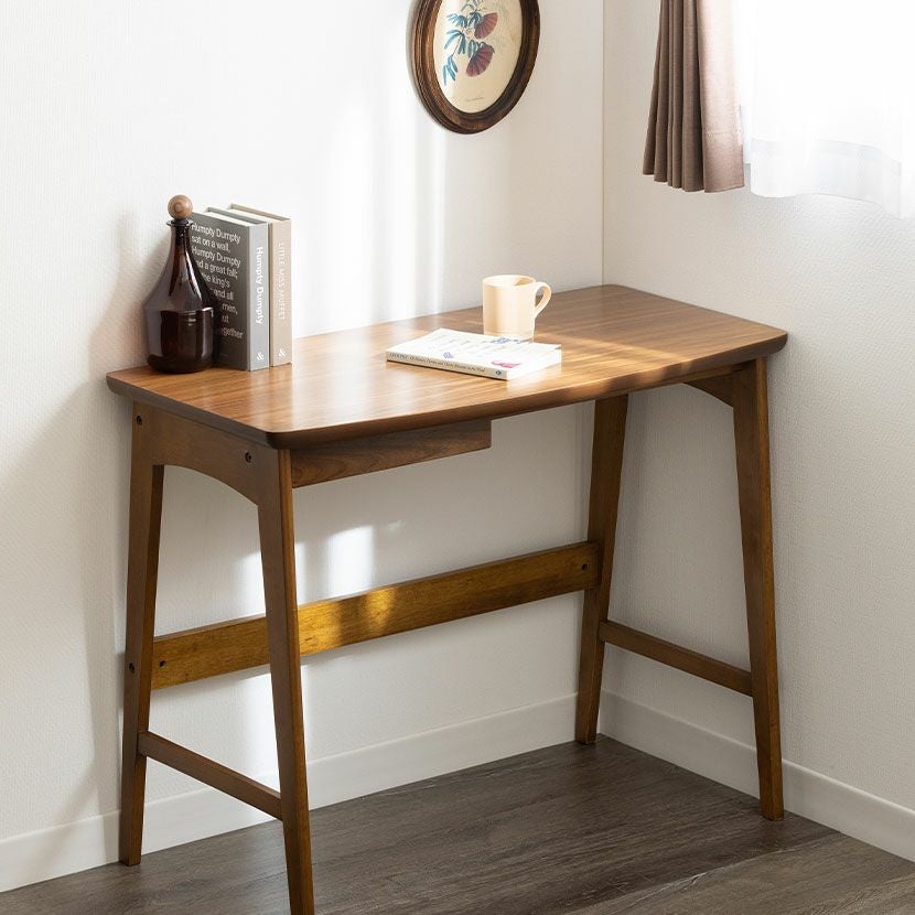 幅90cm コンパクト デスク トムテ 木製 天然木 引き出し付き 省