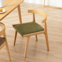 ダイニングチェア 木部ナチュラル 木製 天然木 ファブリック コンパクト ハーフアームチェア 食卓椅子 おしゃれ シンプル 北欧 カフェ風 ブラウン グリーン ルンバブル｜¥19,000の動画