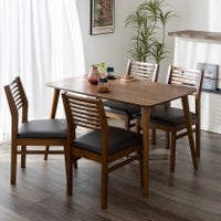 4人用 ダイニングテーブル セット 5点 (幅120cm 木製 長方形 テーブル×1 チェア×4) 天然木 省スペース コンパクト 食卓椅子 カフェ風 北欧風 ウォールナット｜¥89,819の動画