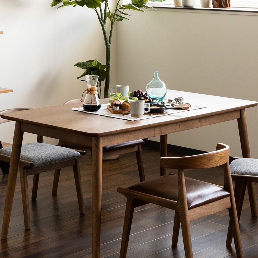 幅150cm 木製 ダイニングテーブル 引き出し付き 収納付き 4人掛け 天然