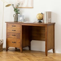 幅112cm 木製 デスク アンティーク風 天然木 ミンディ 引出し付き 収納 机 パソコンデスク 作業机 学習机 かわいい レトロ調 ヴィンテージ風 リビング 完成品｜¥40,819の動画