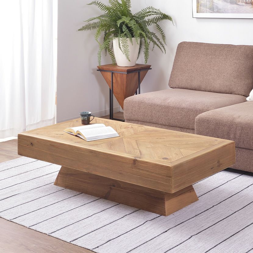 幅125cm リビングテーブル 木製 天然木 パイン材 古材 センター