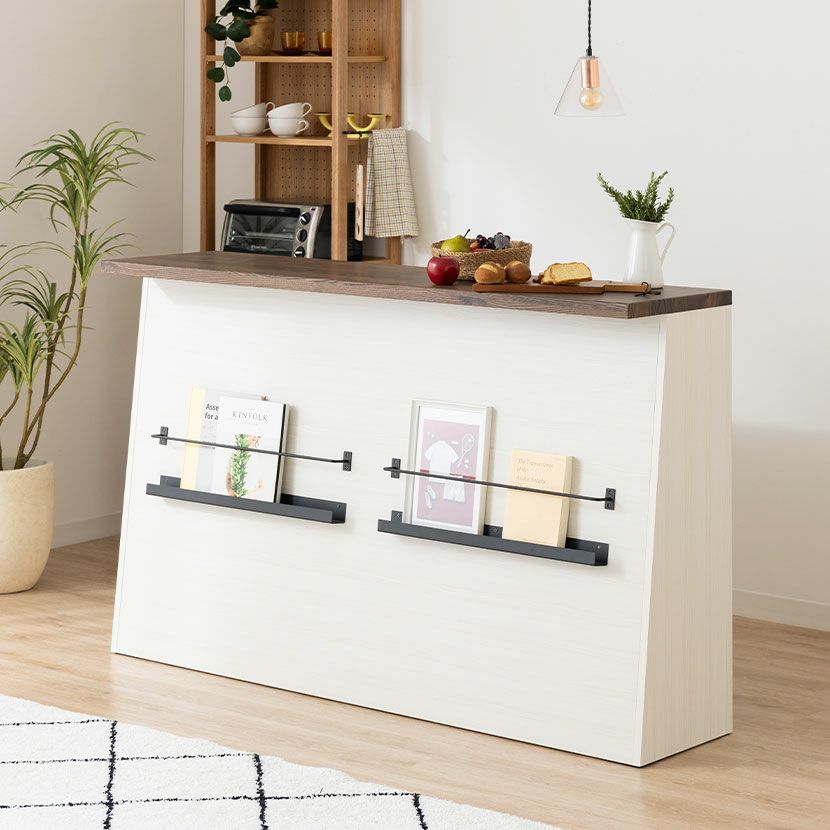 設置無料】幅170cm カウンターテーブル 書籍ラック付き 間仕切り