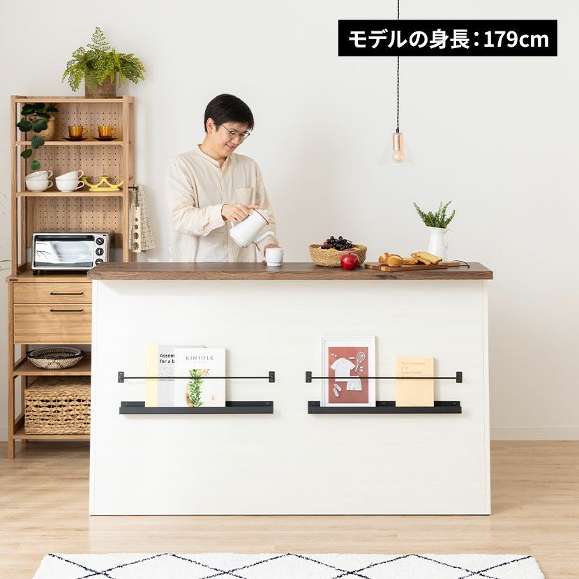 設置無料】幅170cm カウンターテーブル 書籍ラック付き 間仕切り