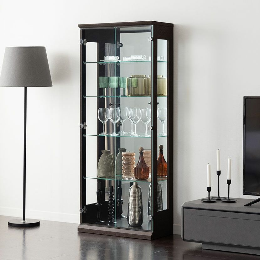 設置無料】幅65cm コレクションケース ガラス 収納 棚 スリム