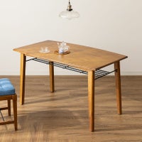 幅130cm 木製 ダイニングテーブル 長方形 アンティーク風 棚付き 黒アイアン ミンディ 天然木 4人掛け 食卓 ウッドテーブル 机 シンプル おしゃれ ヴィンテージ｜¥35,364の動画