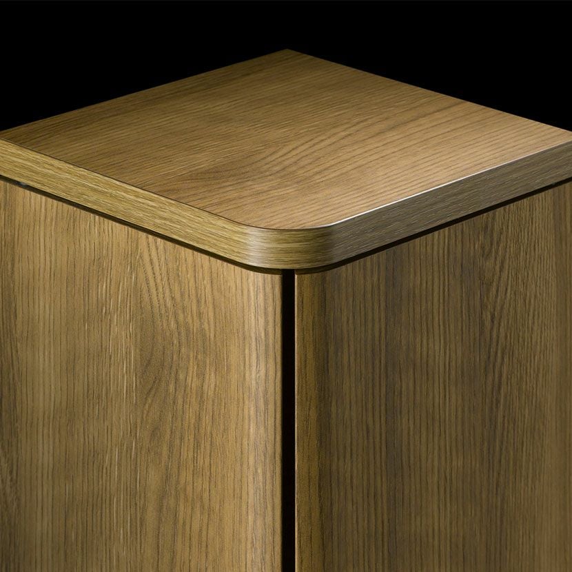 幅19cm コーナーキャビネット エルフォルム 木目調 扉付き 可動棚