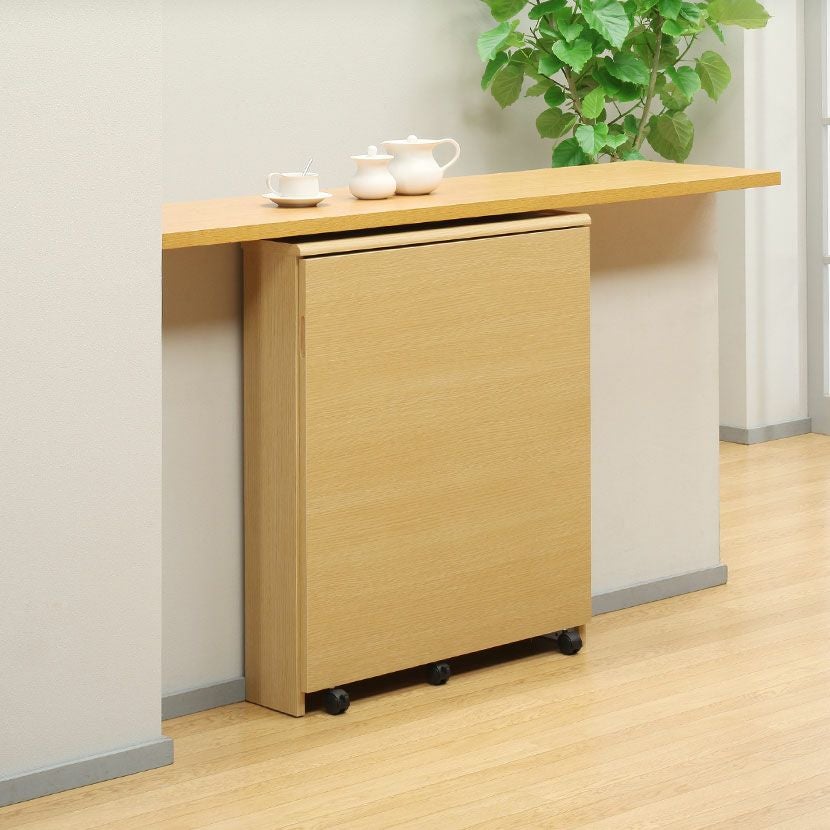幅80cm デスク キャビネット付き 折り畳み 収納型 薄型収納 リビング