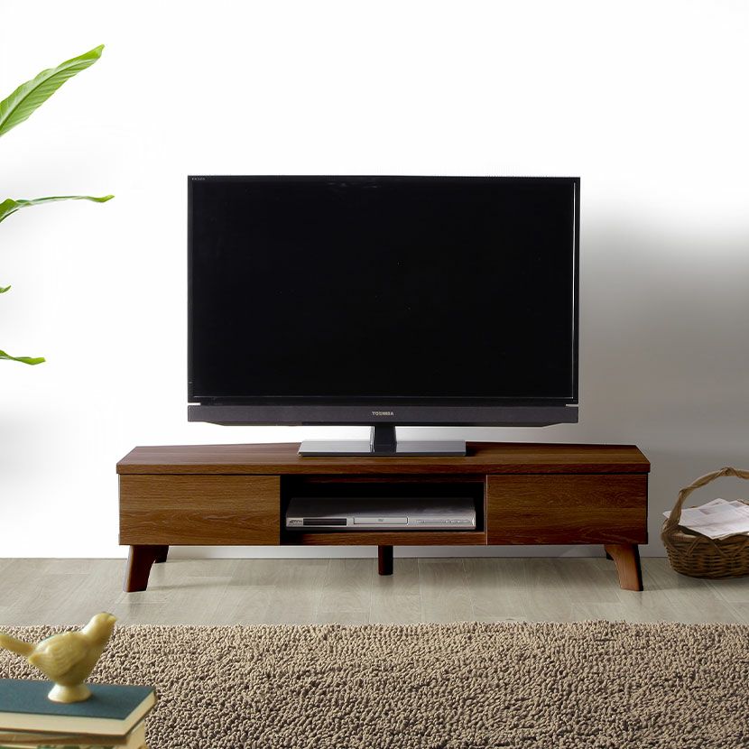幅121cm テレビボード 天板回転式 木目調 ローボード テレビ台 北欧
