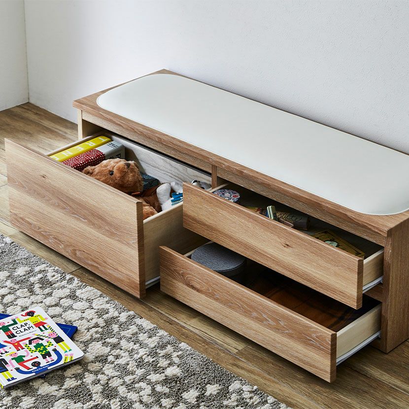 幅120cm チェストベンチ 引き出し 収納付 ベンチ 北欧 完成品 | 暮らし