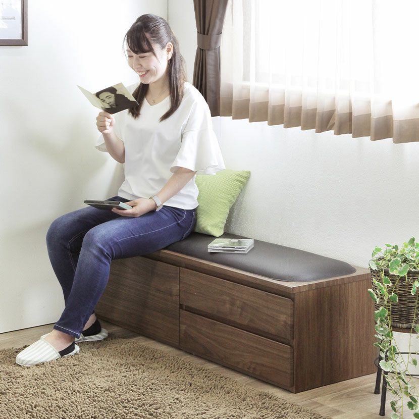 幅120cm チェストベンチ 引き出し 収納付 ベンチ 北欧 完成品 | 暮らし