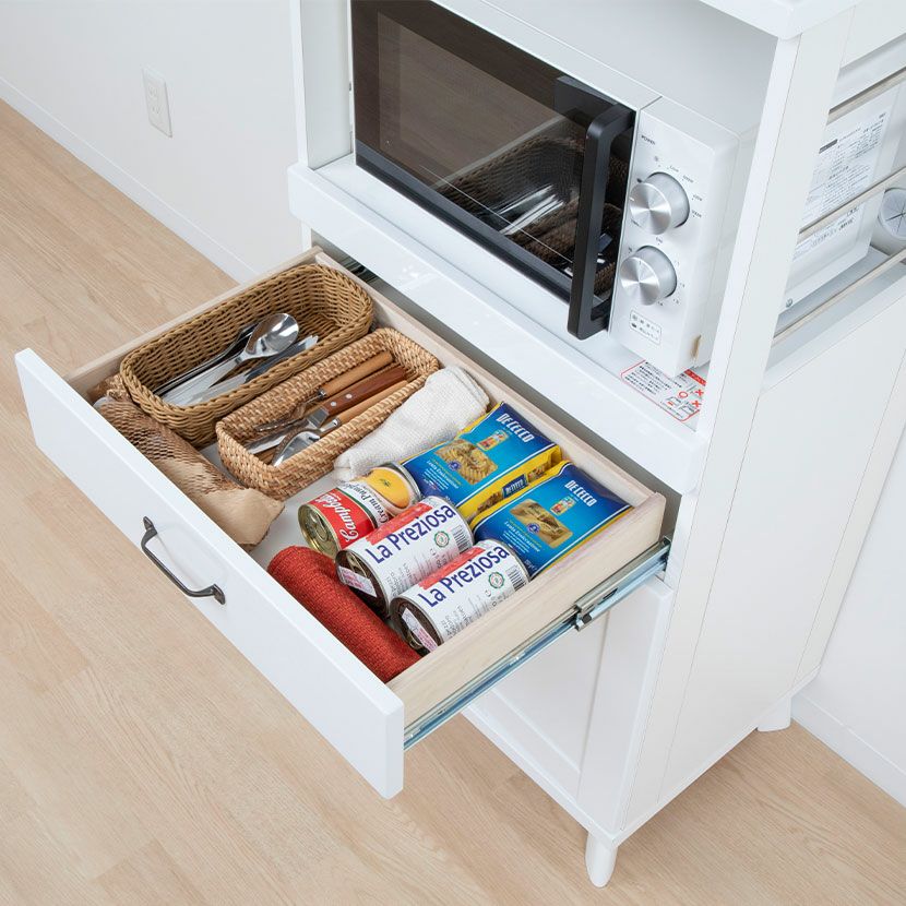 幅58cm スライドカウンター ハイタイプ 食器棚 レンジ台 キッチン収納