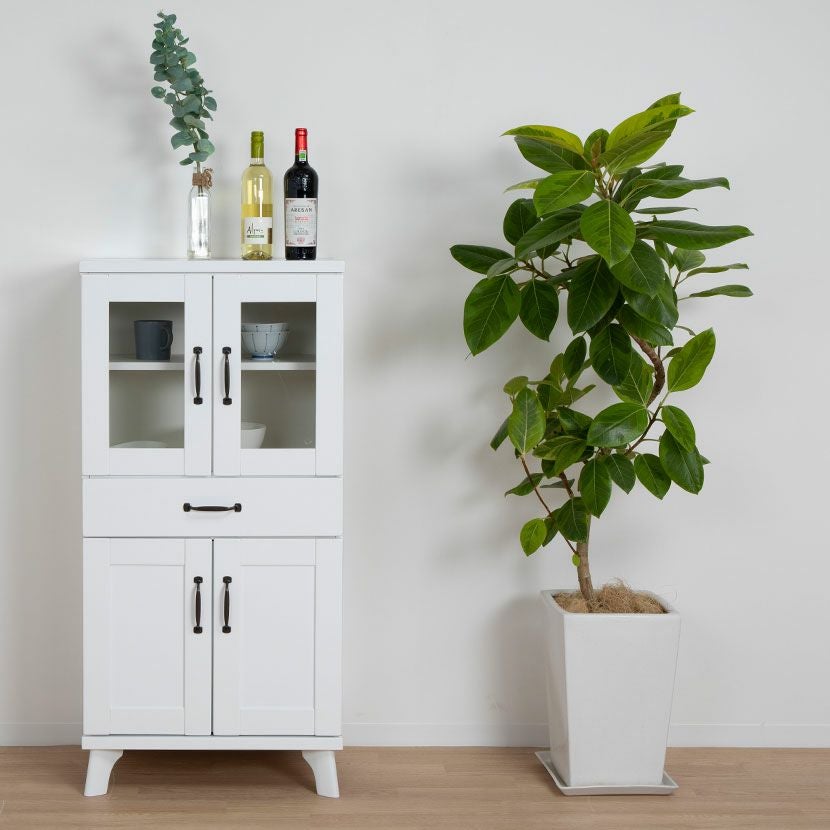 幅59cm ハイタイプ 食器棚 キャビネット キッチン収納 木目調 北欧