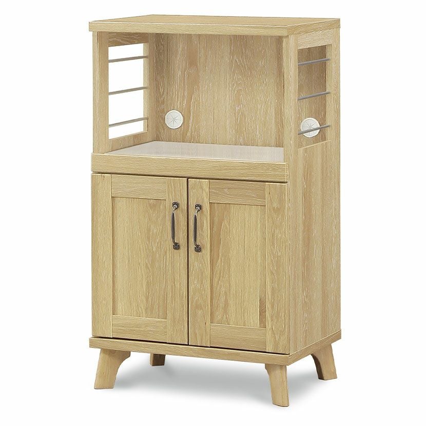 幅58cm 食器棚 木目調 扉付き 可動棚 スライドカウンター 収納