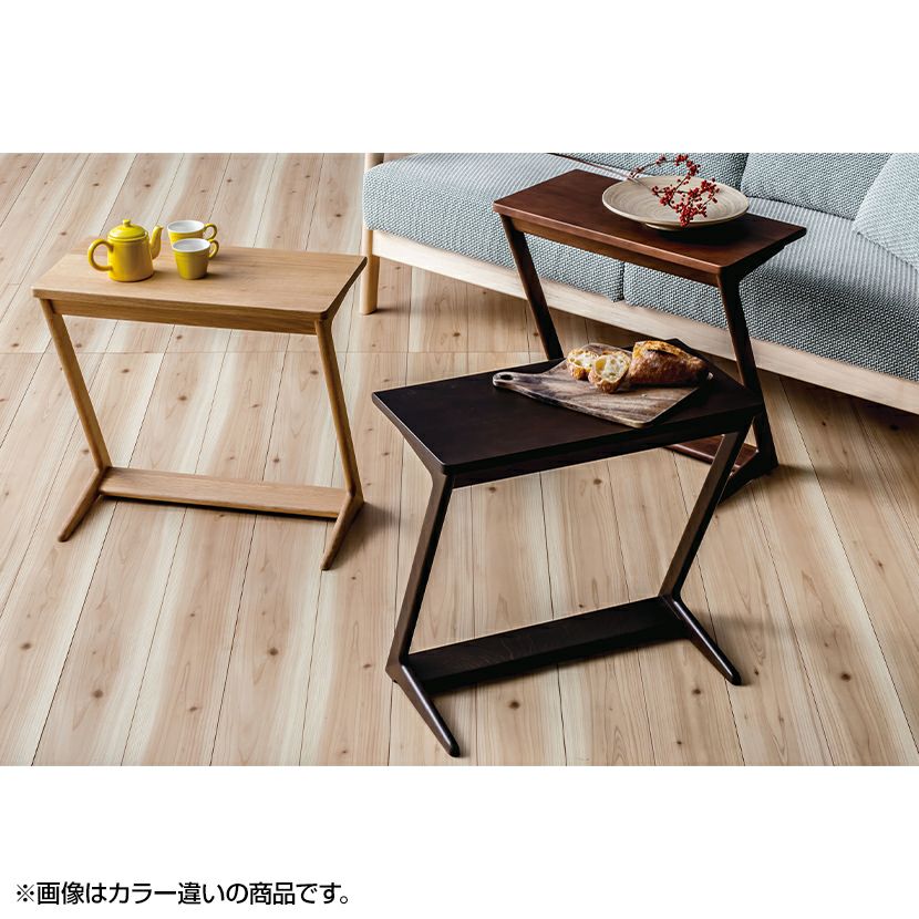 幅60cm サイドテーブル 木製 ウォールナット材 コンパクト 完成品